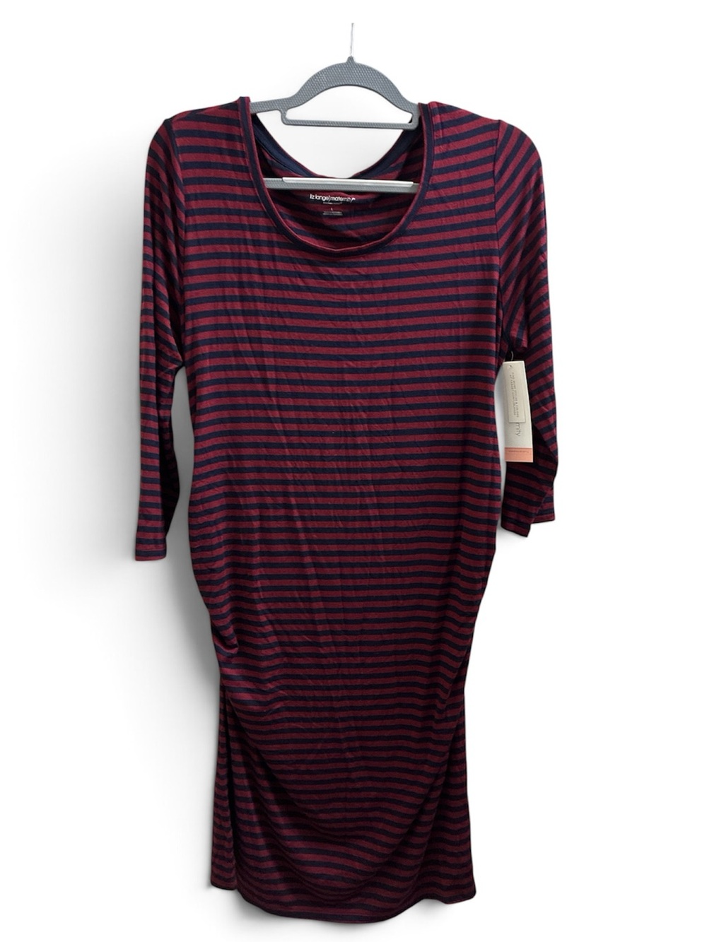 Liz Lange for Target Maternity Berry/Navy Stripe Midi Dress
